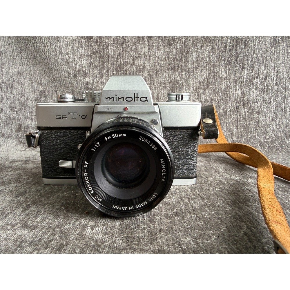 Vintage Minolta SRT 101 35mm SLR Film Camera w/ MC Rokkor-PF 50mm f/1.7 Lens